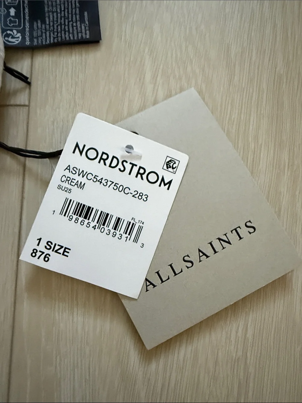 All Saints White Cream Baseball Cap with Embroidered Logo